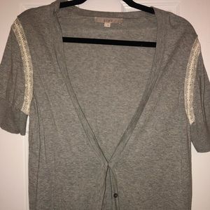 LOFT Size Large Short Sleeve Grey Cardigan